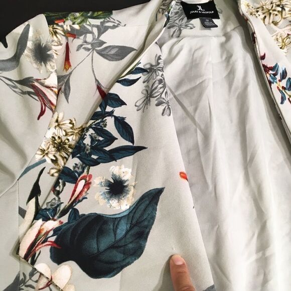 JULES & LEOPOLD FLORAL WATERFALL FRONT LONG CARDIGAN BLAZER JACKET MINT SMALL - Picture 2 of 11